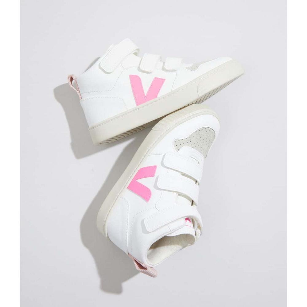 Veja V-10 MID CWL Kids' High Tops White/Pink | NZ 703SGL